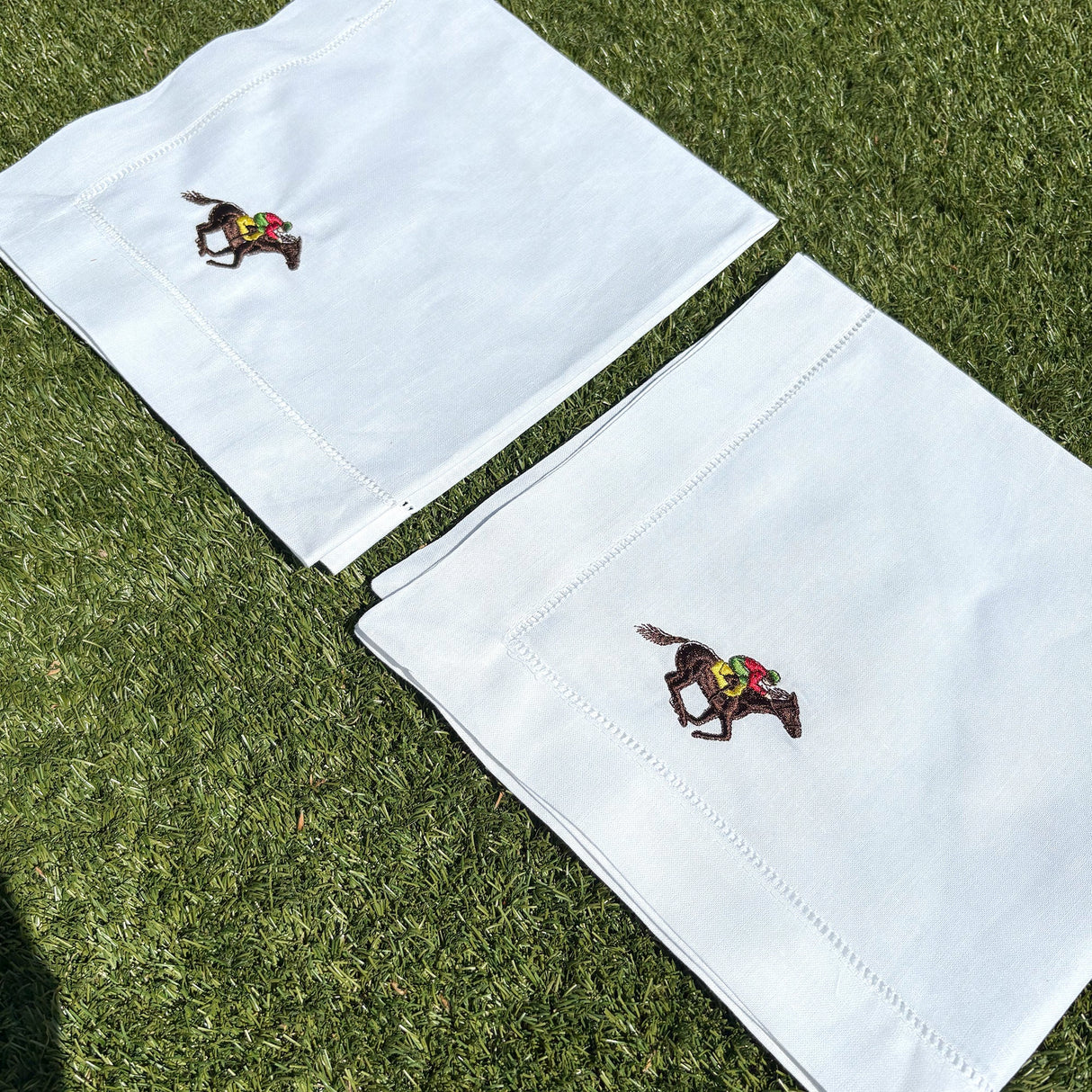 Horse Racing Napkins | Embroidered Fathers Day