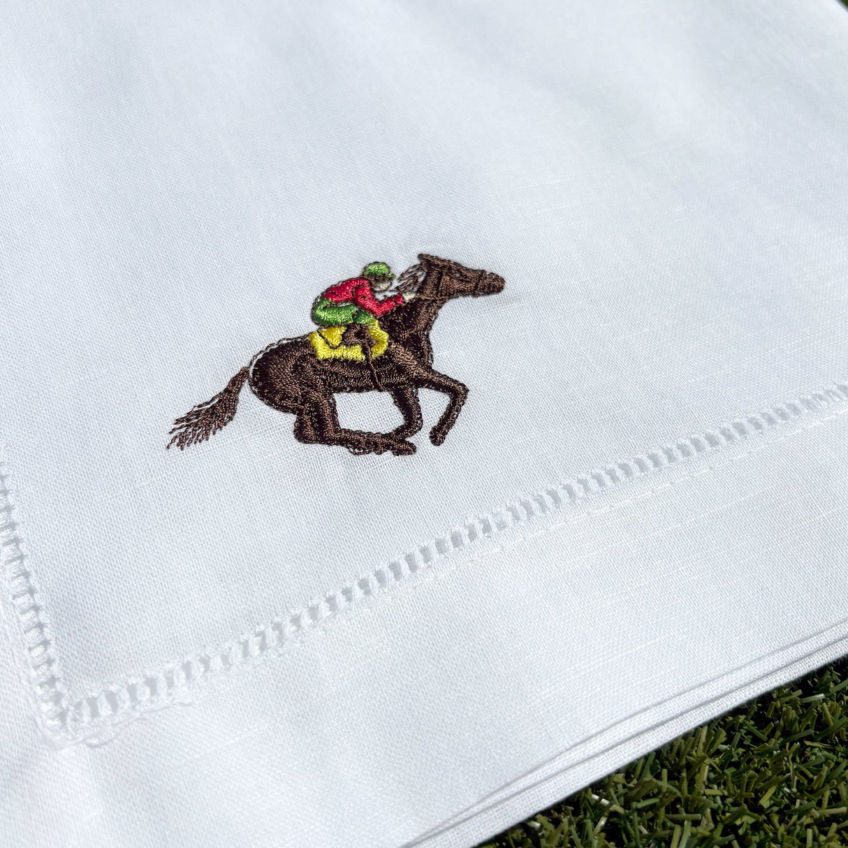 Horse Racing Napkins | Embroidered Fathers Day