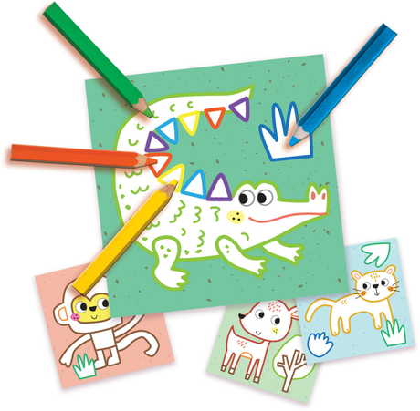My First - 3 in 1 Fingerpainting, Colouring and Sticking Shapes