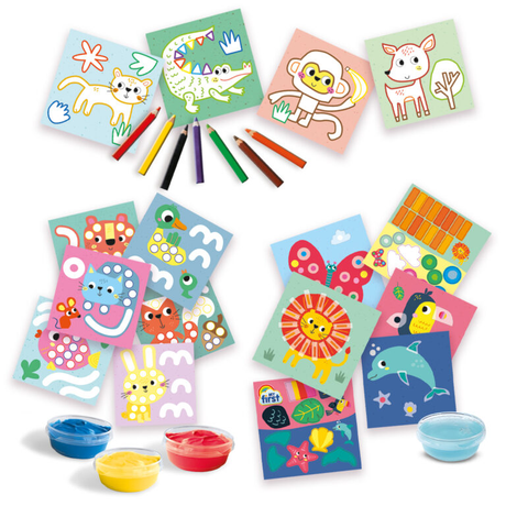 My First - 3 in 1 Fingerpainting, Colouring and Sticking Shapes