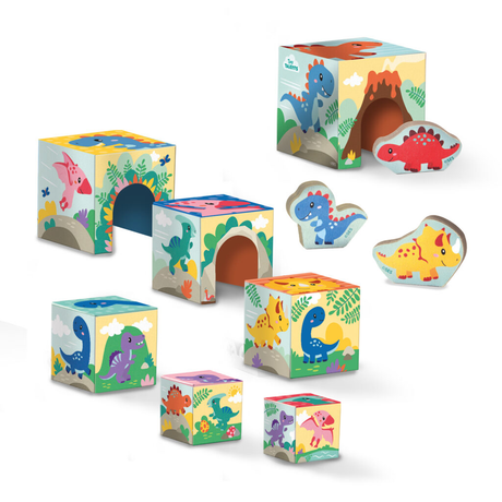 Stacking Blocks Tower With Dino Figures