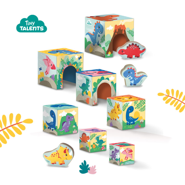 Stacking Blocks Tower With Dino Figures