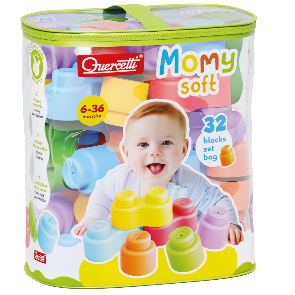 Quercetti Momy Soft Blocks Set in Bag (32 Pieces)