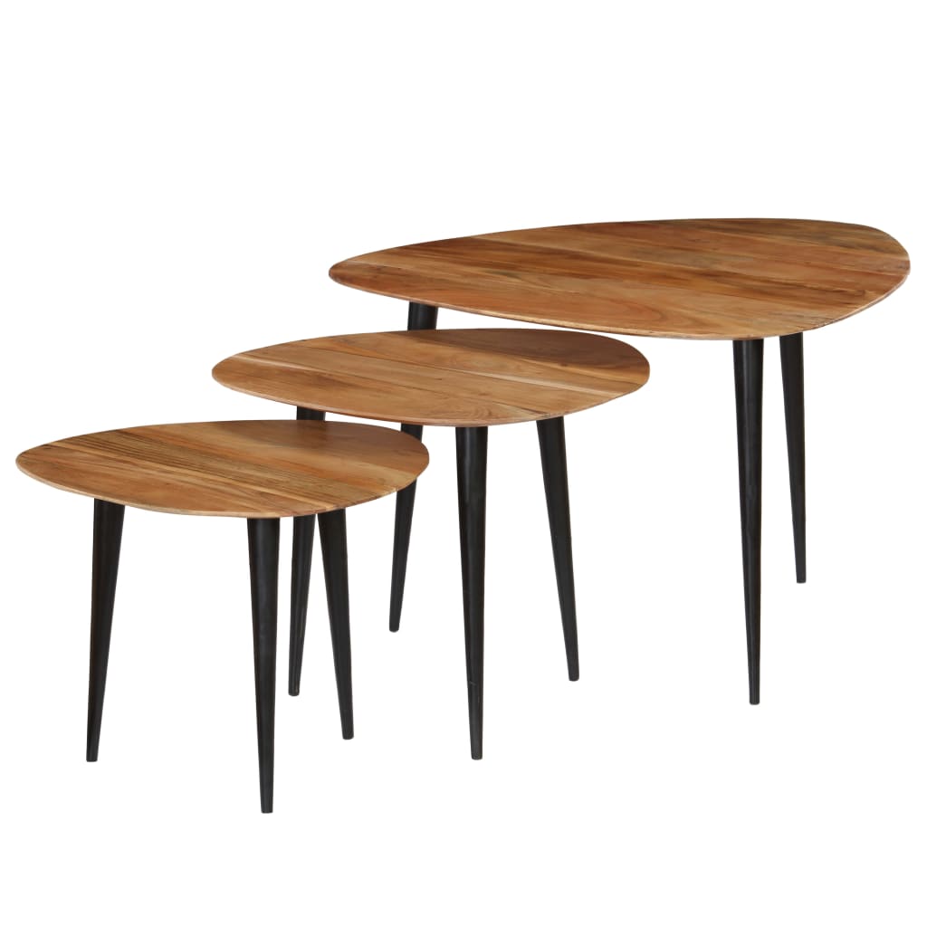 Miren Acacia Wood Nesting Tables - 70cm Handmade