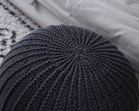 Knitted Pouffe, Large | GRAPHITE