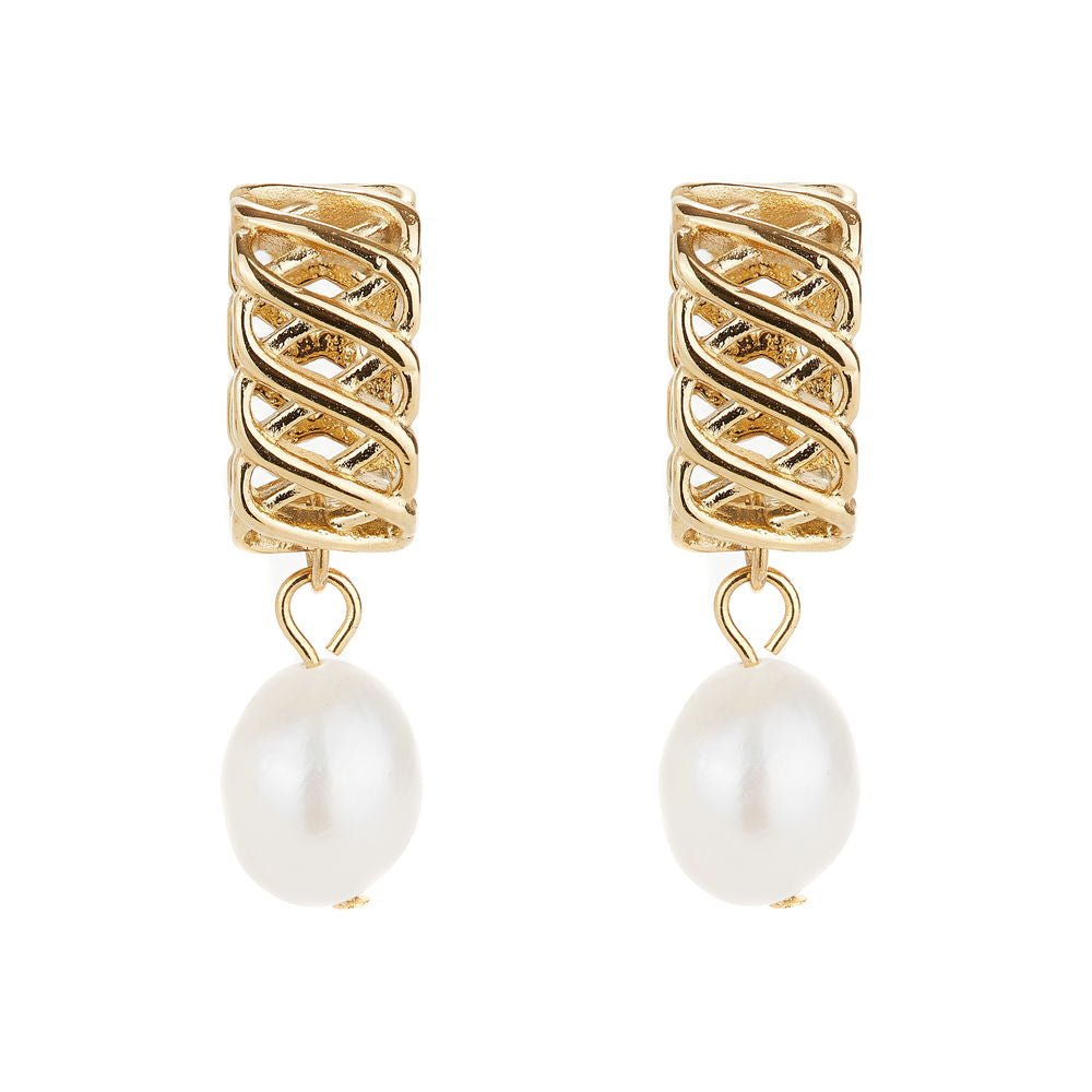 Woven Drop Pearl Earrings
