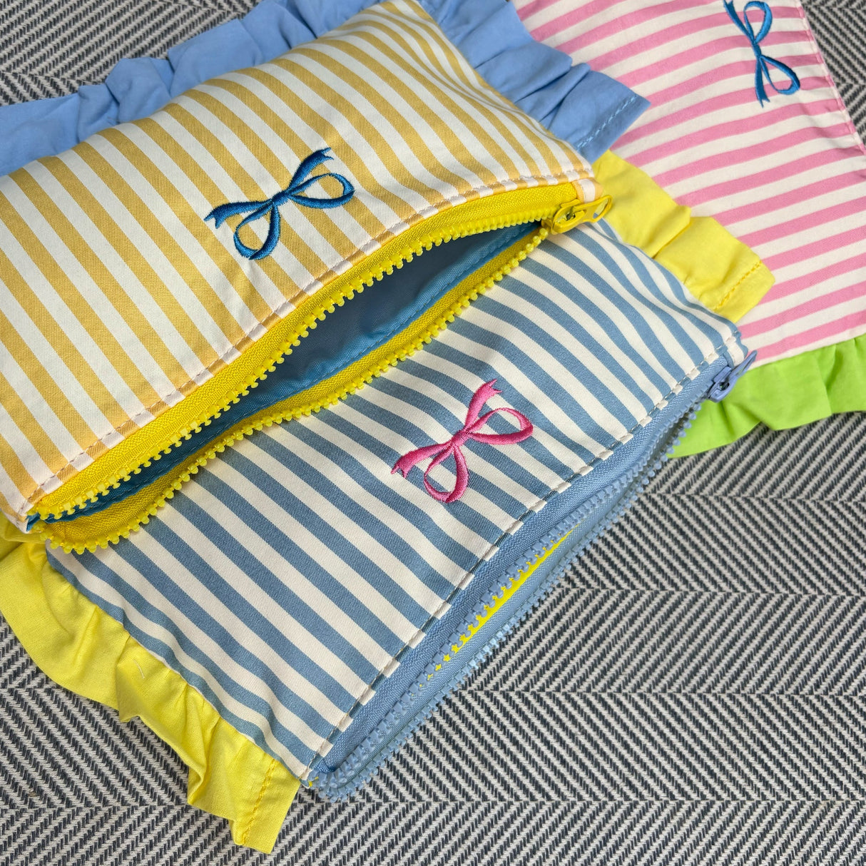 Frilly Personalised Stripe Pouch