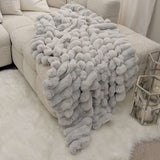 Isla Grey Chunky Ribbed Faux Fur Throw
