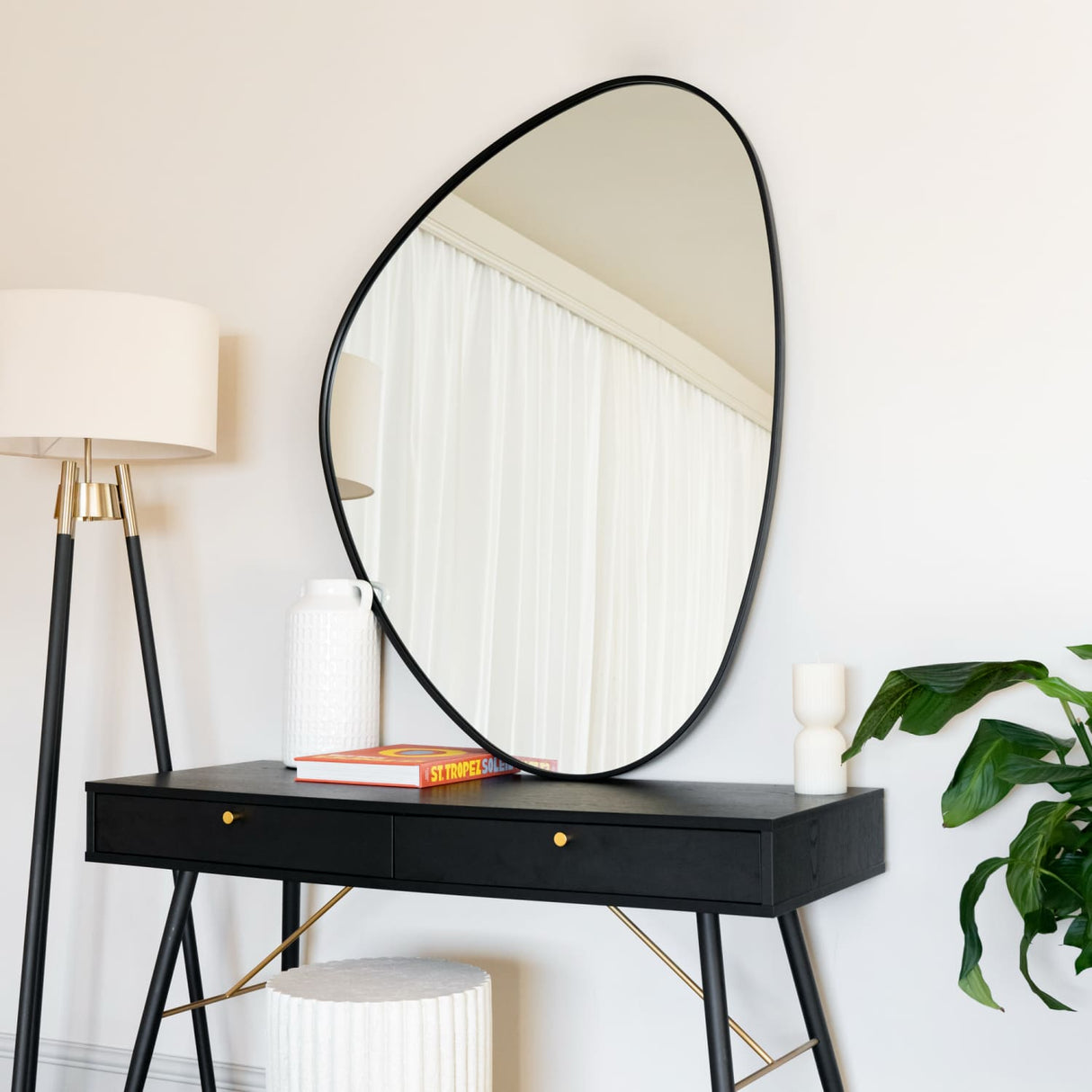 Izumi - Black Metal Irregular Pebble Mirror - 120cm x 90cm