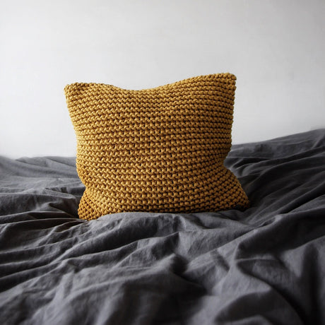Knitted Cushion | MUSTARD