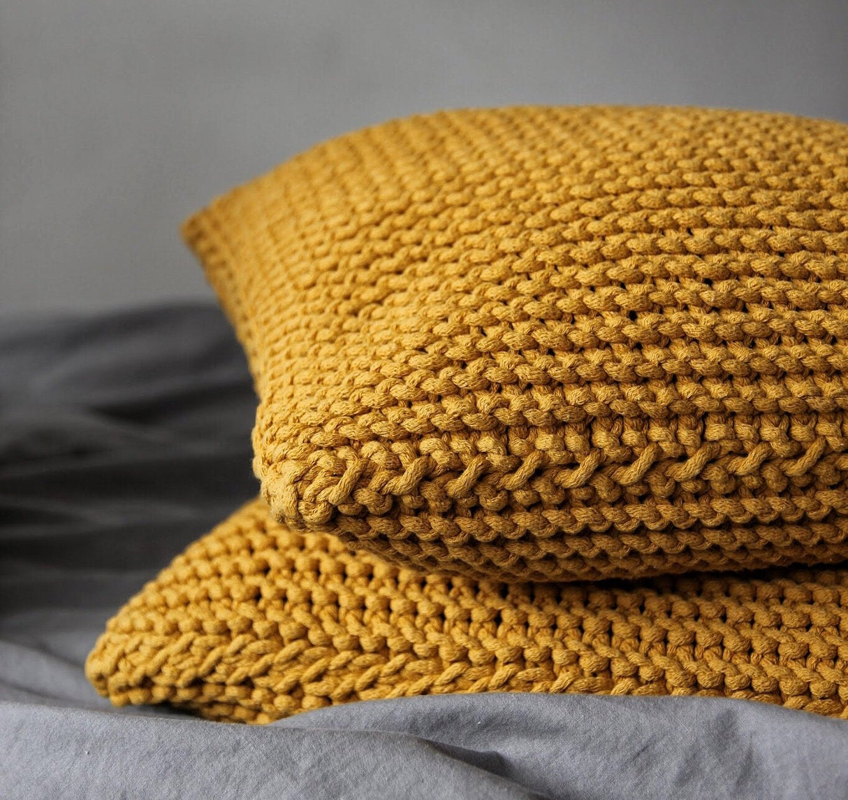 Knitted Cushion | MUSTARD