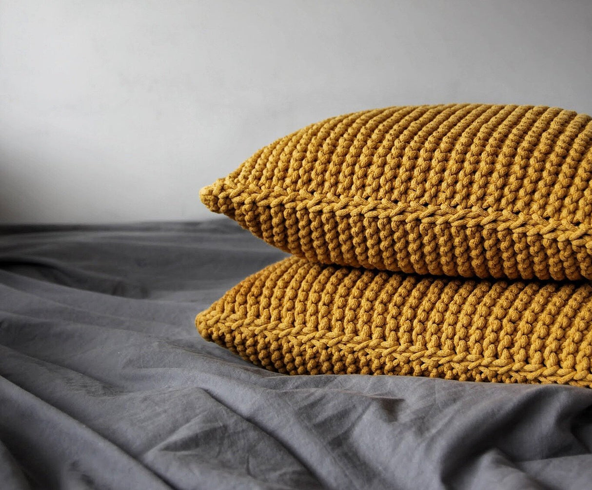 Knitted Cushion | MUSTARD