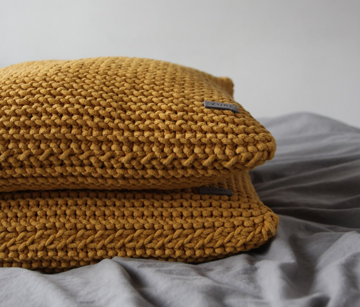 Knitted Cushion | MUSTARD