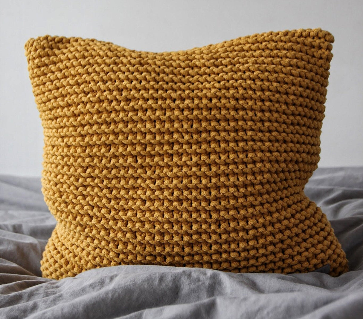 Knitted Cushion | MUSTARD
