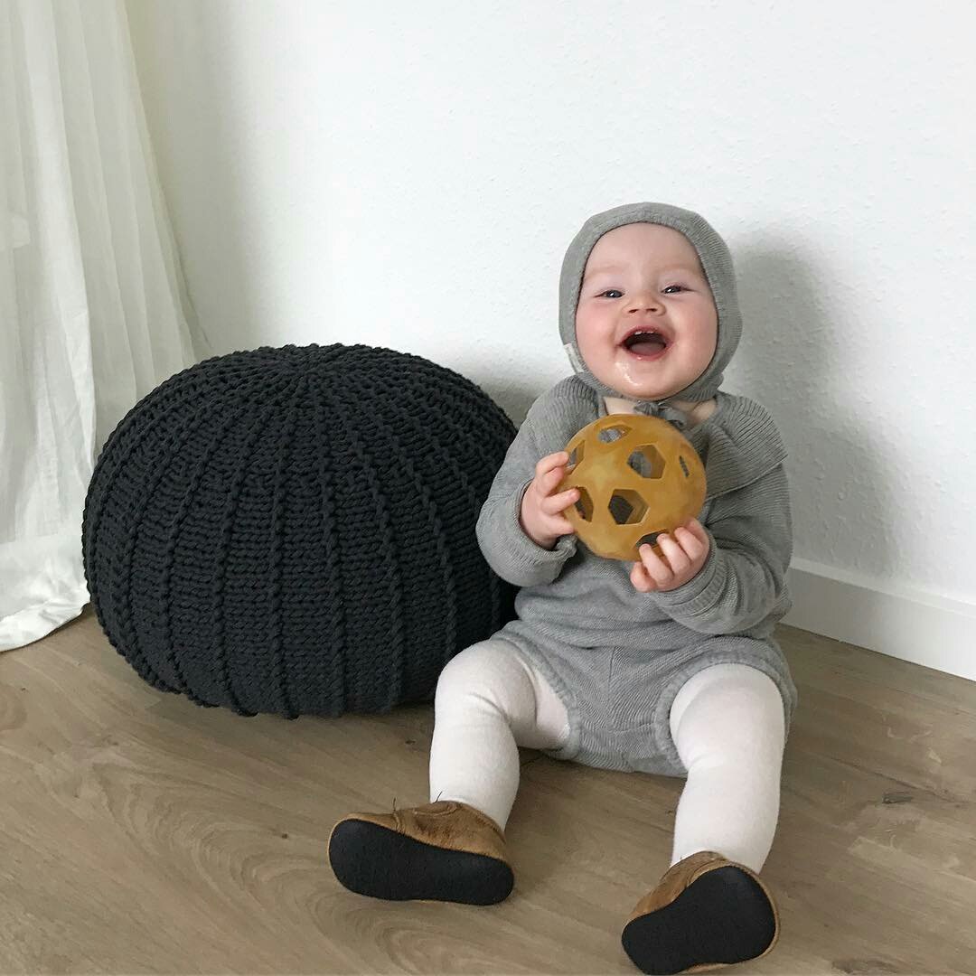 Knitted Pouffe, Small | CHARCOAL