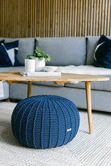 Knitted Pouffe, Small | DENIM BLUE
