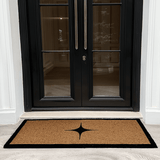 Kyla Large Star Print Black Border Natural Double Width Doormat