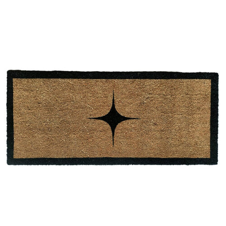 Kyla Large Star Print Black Border Natural Double Width Doormat