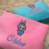 Blue Personalised Labubu Embroidered Pouch