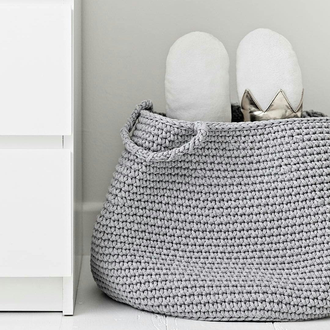 Crochet Basket, Size XL | LIGHT GREY