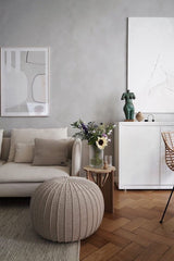 Knitted Pouffe, Large | BEIGE