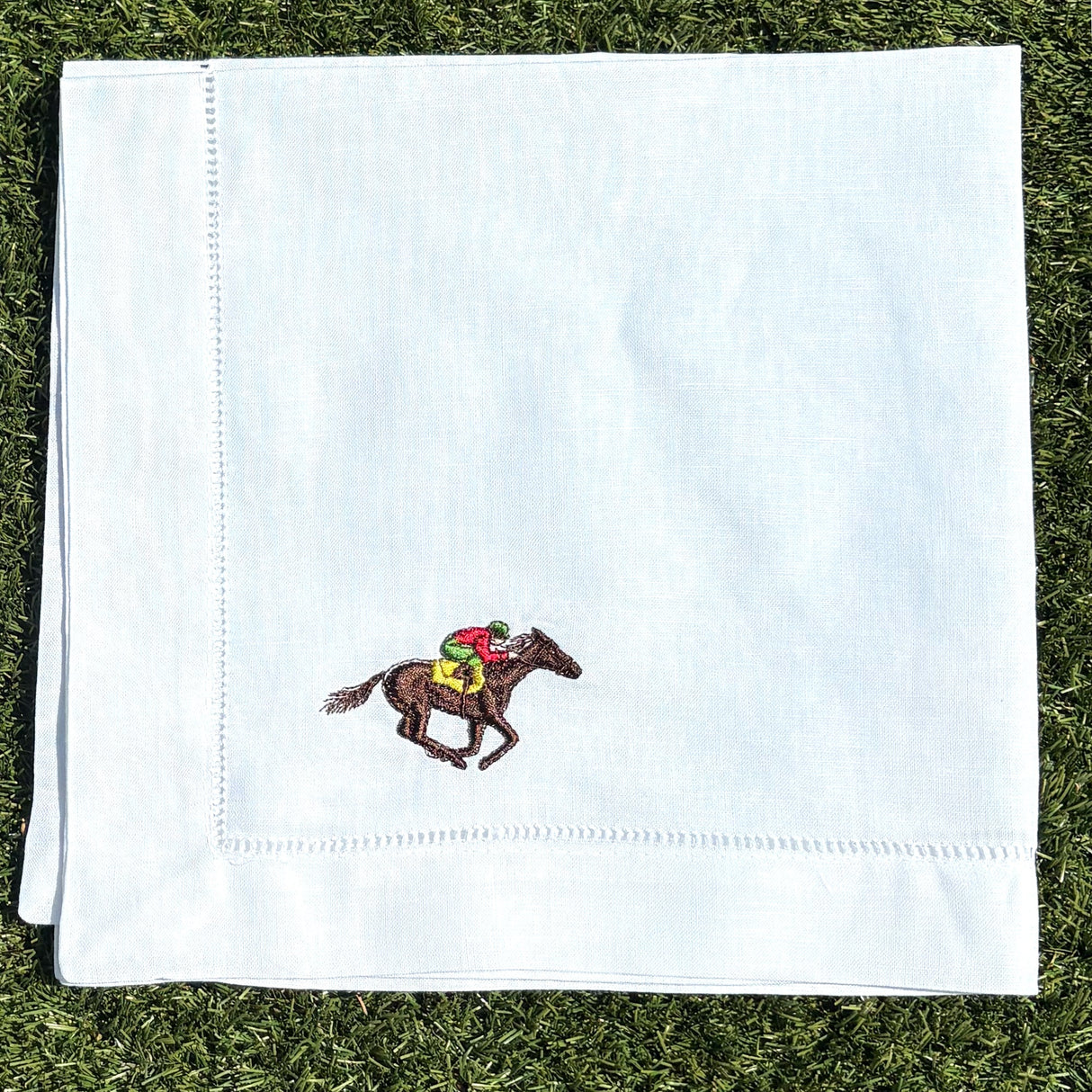 Horse Racing Napkins | Embroidered Fathers Day