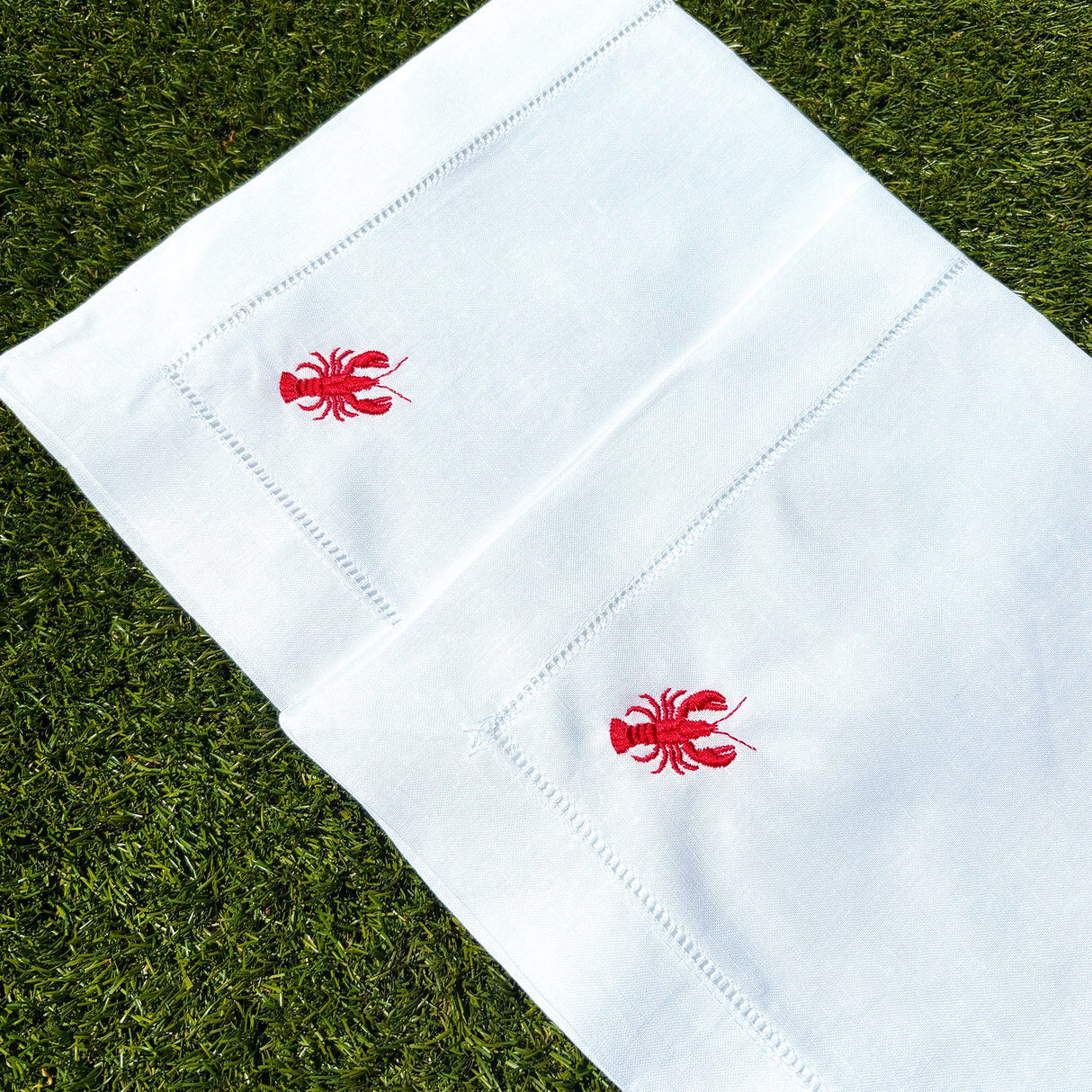 Pair of Embroidered Lobster Napkins