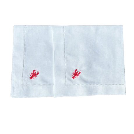 Pair of Embroidered Lobster Napkins