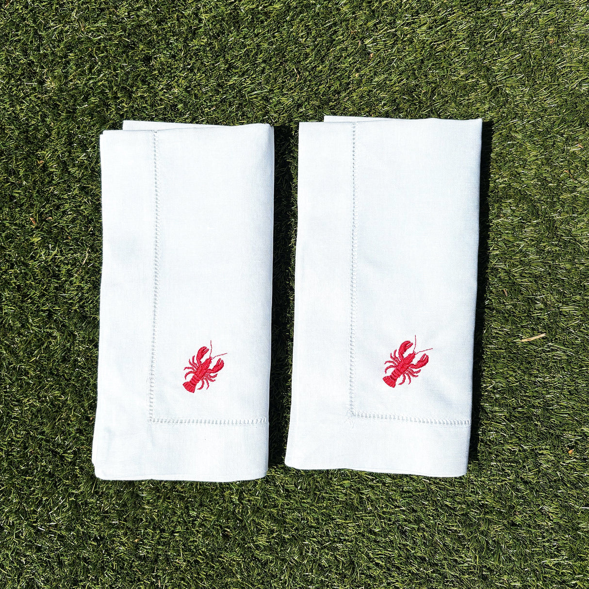 Pair of Embroidered Lobster Napkins
