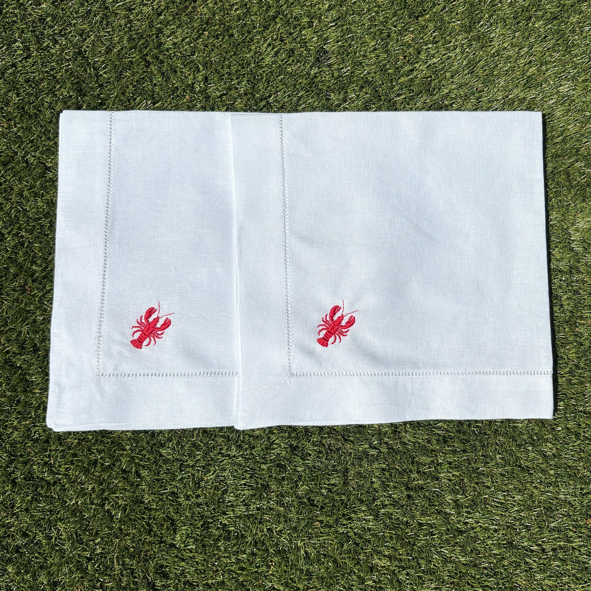 Pair of Embroidered Lobster Napkins