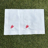 Pair of Embroidered Lobster Napkins