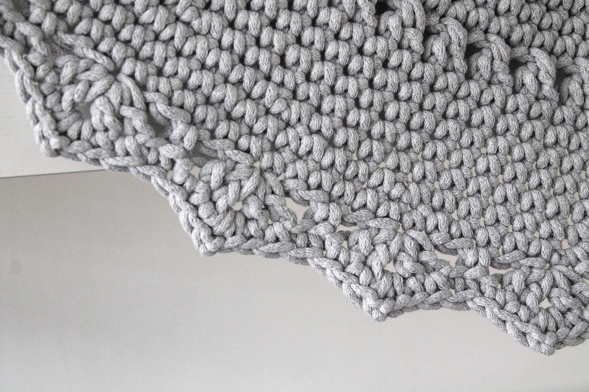 Crochet Rug MANDALA | LIGHT GREY