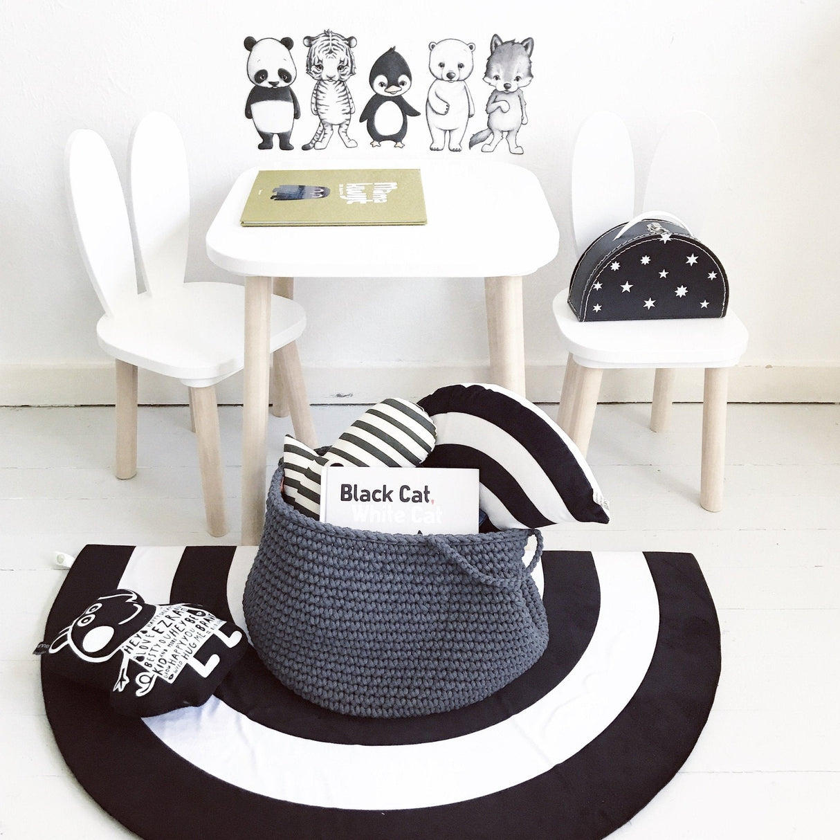 Crochet Basket, Size L | CHARCOAL