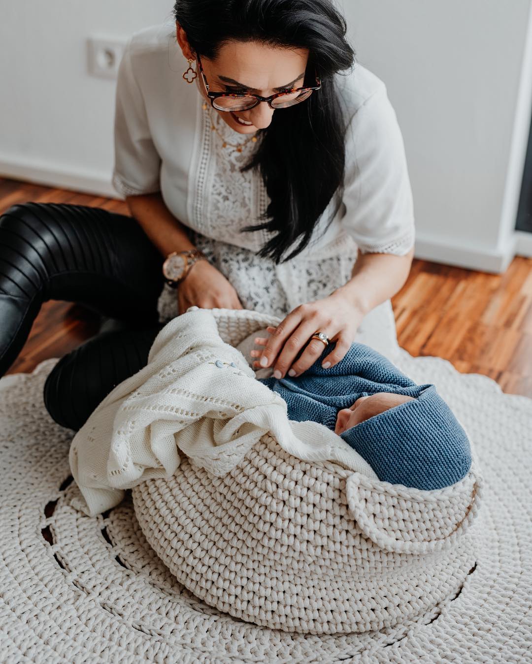 Crochet Basket, Size L | IVORY