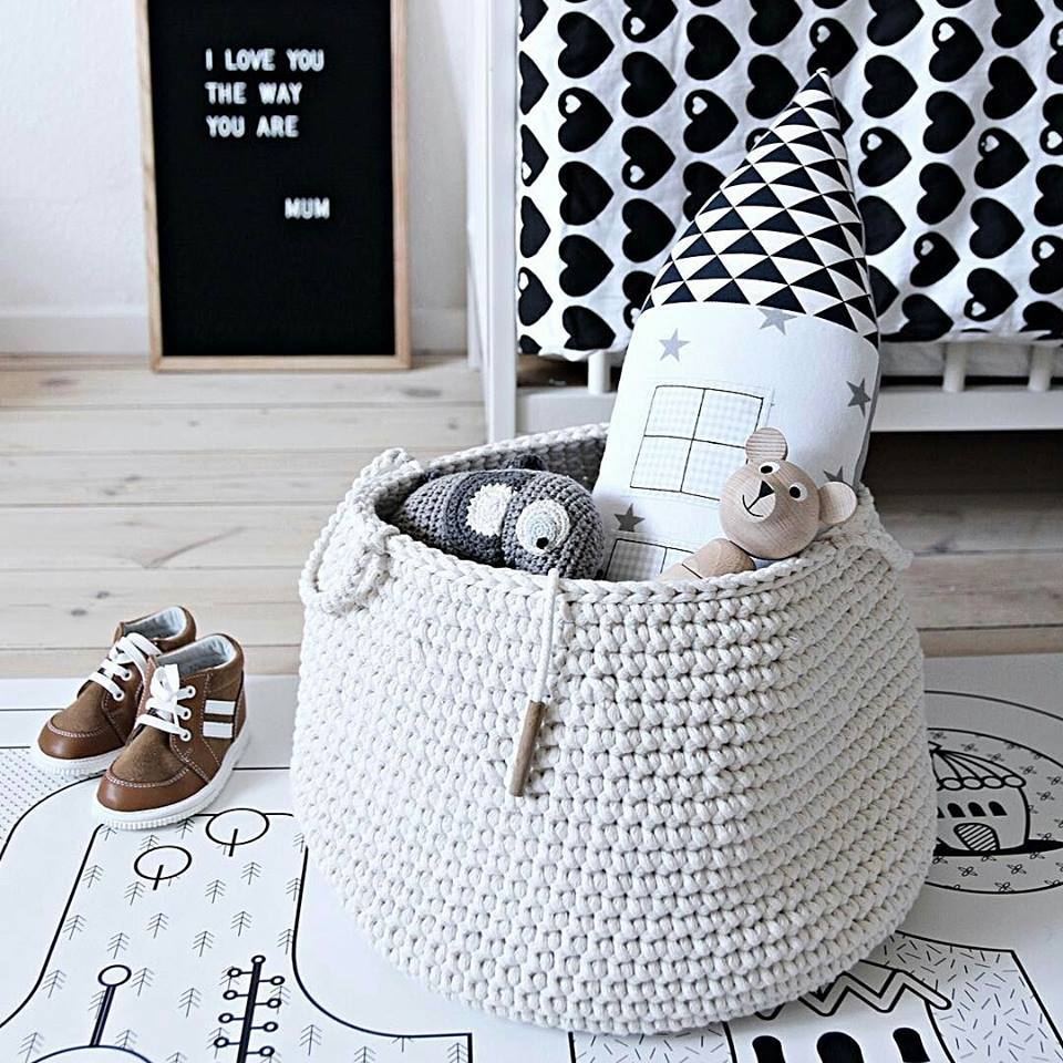 Crochet Basket, Size L | IVORY