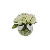 Medium Cream Faux Rose Arrangement in Fishbowl Vase