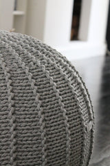 Knitted Pouffe, Medium | DARK GREY