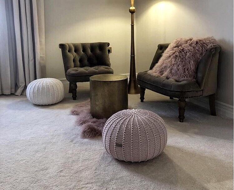 Knitted Pouffe, Medium | PALE PINK