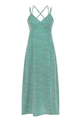 Mela Green Ditsy Print Midi Dress With Side Split