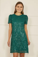 Mela Green Dripping Sequin Tunic Dress