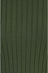 Mela Green Ribbed Knit Roll Neck Jumper