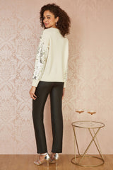 Mela Ivory All Over Sequin Relaxed Fit Jumper