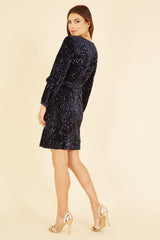 Mela Navy Sequin Smock Dress