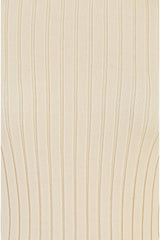 Mela Oatmeal Ribbed Knit Roll Neck Jumper