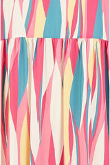 Mela Pink Viscose Abstract Stripe Midi Sundress