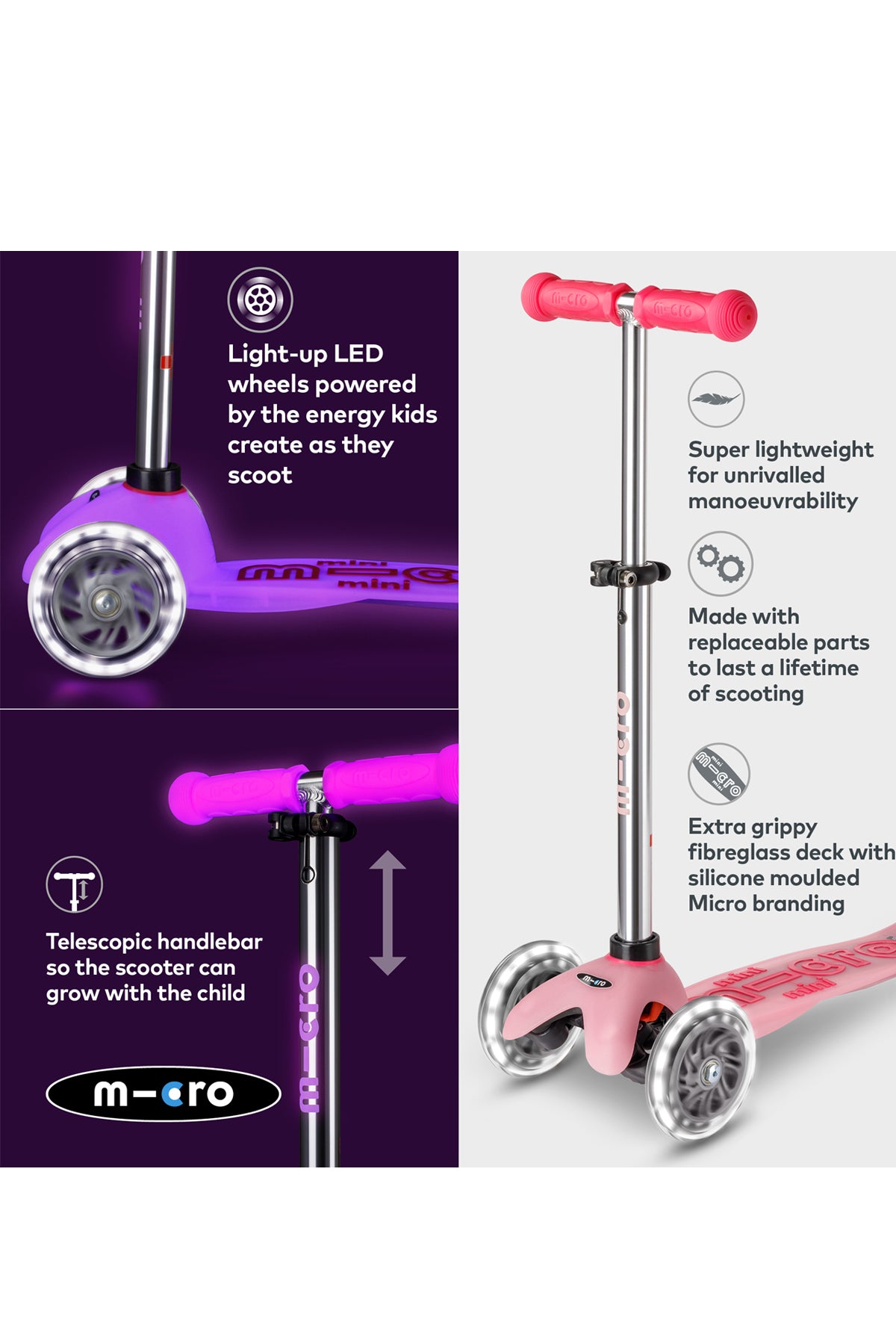 Mini Micro Scoot Glow - Pink