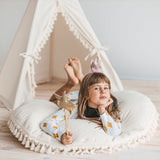 MINICAMP Large Floor Cushion With Tassels in Ecru