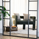 Mio - Full Length Black Metal Arched Window Mirror - 180cm x 90cm.