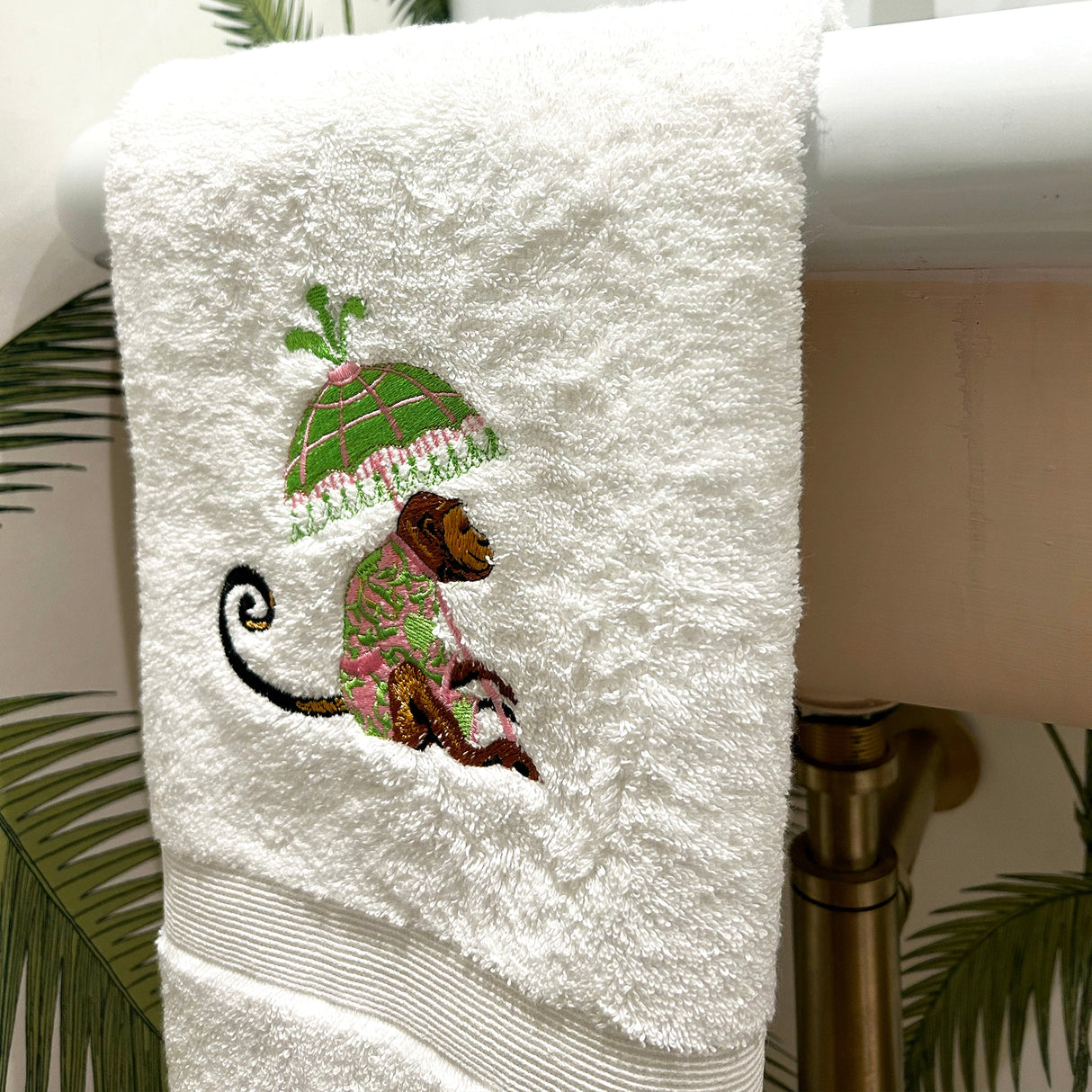 Monkey Embroidered Luxury Hand Towels