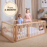 Montessori Floor Bed With Fence – Wooden Toddler Bed for Safe Sleep & Play